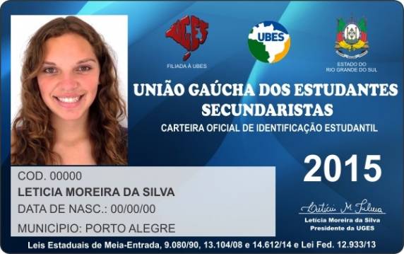 A União Gaúcha dos Estudantes informa que já esta recebendo as solicitações para confecção da carteira da UGES 2015 - CIE - Carteira de Identidade Estudantil
