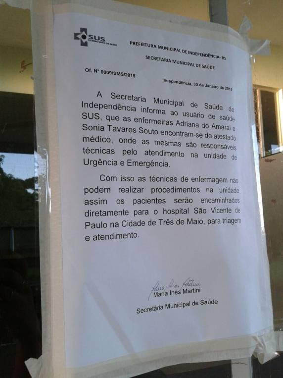 População deixa de ser atendida e reclama a falta de médico e enfermeiras