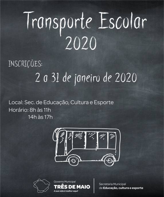 As inscrições serão realizadas na Secretaria de Educação, Cultura e Esporte