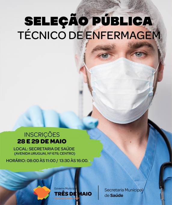 Técnicos de Enfermagem atuarão na Secretaria Municipal de Saúde