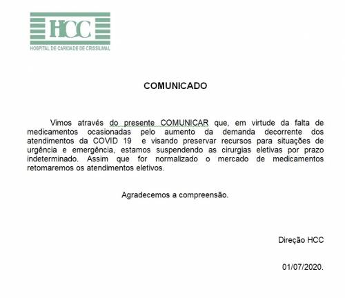 Leia comunicado na íntegra