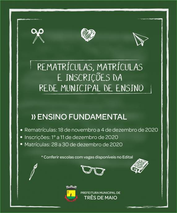 De acordo com a Lei Federal, é obrigatória e dever dos pais ou responsáveis efetuar a matrícula das crianças na educação básica a partir dos 4 (quatro) anos de idade