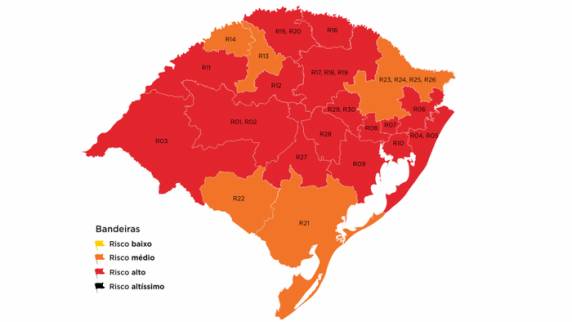 Com a classificação, 76% da população gaúcha reside em área considerada de alto risco para o coronavírus