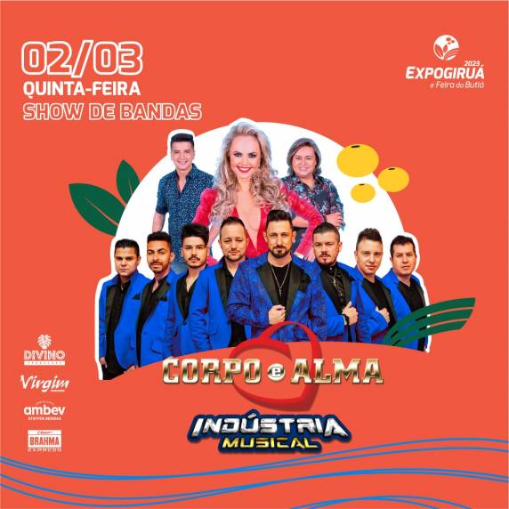 Quinta-feira (hoje), dia 02 de março, a Arena de Shows vai animar com a Banda Indústria Musical (patrocínio das Lojas Becker) e a Banda Corpo & Alma.