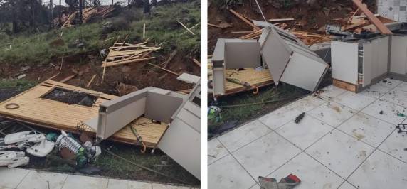 Cidade na Serra Catarinense foi atingida por fortes rajadas de vento na manhã deste sábado (18). Não há informação de feridos.