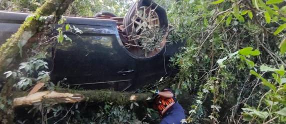 Motorista teria jogado veículo para fora da pista para evitar colisão frontal com um caminhão