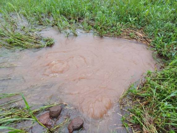 O vazamento está localizado em área de pastagem a aproximadamente mil metros do recalque de captação de água bruta em Lajeado Biriva, no Rio Buricá.