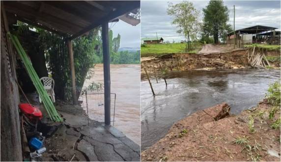 Dois municípios decretaram situação de emergência por conta dos estragos. Mau tempo se concentra no sul catarinense, que faz divisa com o Rio Grande do Sul.