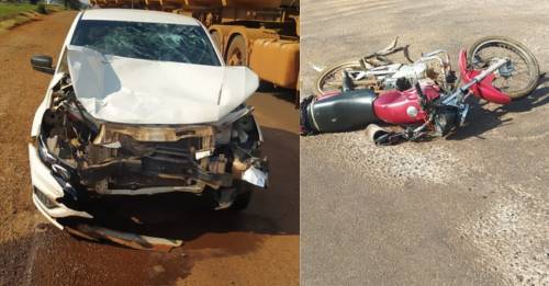 O condutor e a caroneira da motocicleta tiveram fraturas nos membros inferiores e escoriações pelo corpo.
