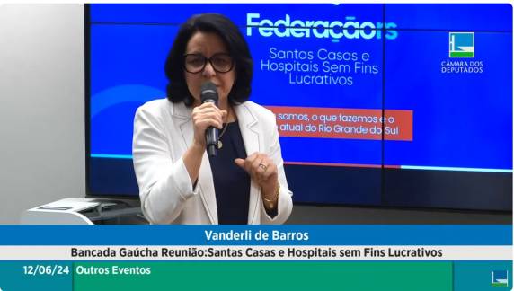 Na condição de presidente da Federação das Santas Casas e Hospitais Sem Fins Lucrativos, Vanderli apresentou a atual situação dos hospitais em meio a tragédia climática do Estado e as perspectivas futuras.