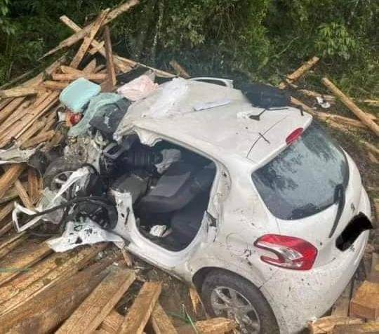 As vítimas fatais eram condutor do carro, que ficou preso nas ferragens e teve politraumatismo, e o cachorro que também estava no veículo