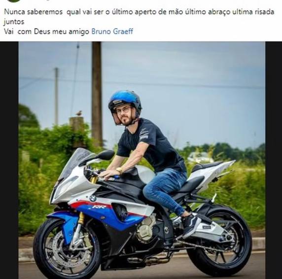 Bruno Graeff conduzia uma BMW S1000 quando houve o acidente em uma curva da rodovia estadual em Ipira, no Oeste de Santa Catarina.