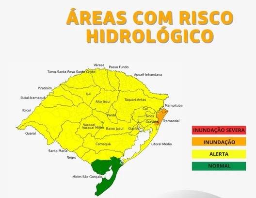 Há risco de inundações em córregos, arroios e rios. Instabilidade deve ser registrada entre terça e quinta-feira