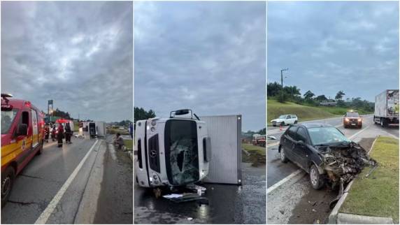 Mulher tinha 23 anos. Colisão com mais dois veículos ocorreu em Blumenau durante a madrugada desta sexta-feira.