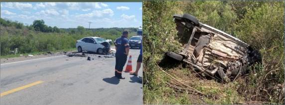 O acidente envolveu uma colisão frontal entre uma Saveiro com placas de Pinheiro Machado e um Ka com placas de Pelotas.