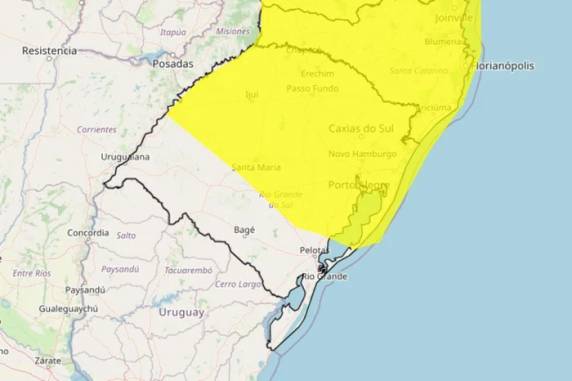 Segundo o Inmet, há possibilidade de temporais na Região Metropolitana, na Serra e nas Missões. Nas outras áreas, o tempo volta a ficar firme