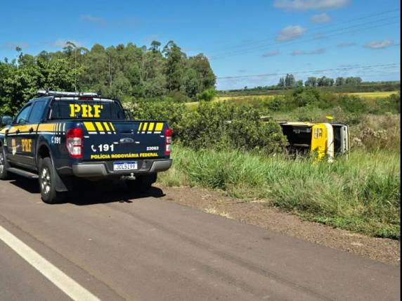 O motorista relatou a PRF que perdeu o controle da direção do veículo depois de ser picado por um abelha