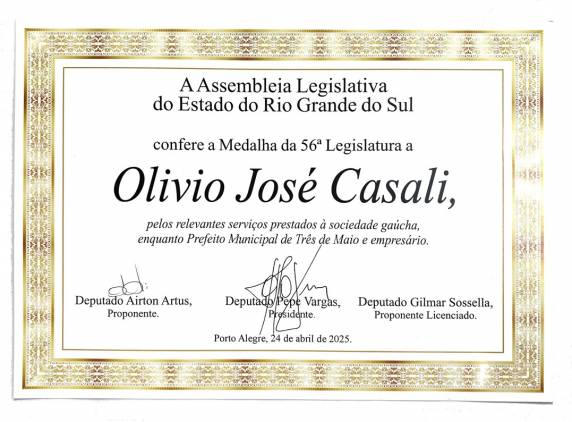 A proposição de homenagem foi indicada pelo vereador Carlos Filipinn