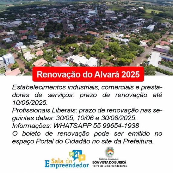 Atenção empreendedores de Boa Vista do Buricá: renovação do Alvará de Funcionamento 2025!