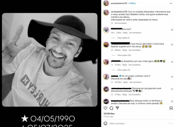 Paulo Ricardo Bruning, conhecido como Seco Batateiro, tinha 35 anos, e costumava abordar o universo caminhoneiro