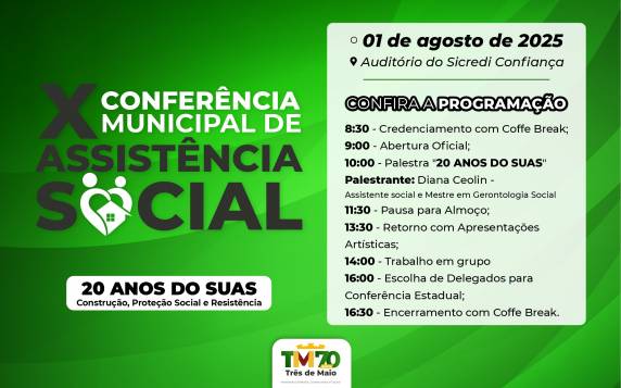 Evento debaterá os 20 anos do SUAS e o fortalecimento das políticas públicas de proteção social em Três de Maio