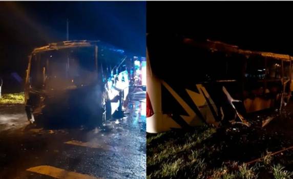 Motorista conseguiu parar a tempo e todos os passageiros saíram ilesos