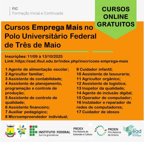 Aulas serão totalmente online e têm início previsto para novembro