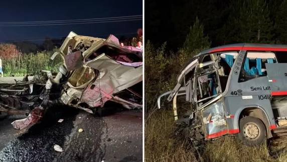 Veículo havia sido fretado por uma família que retornava de uma festa em Caxias do Sul; pista ficou interditada por cerca de cinco horas entre São Mateus do Sul e Três Barras.