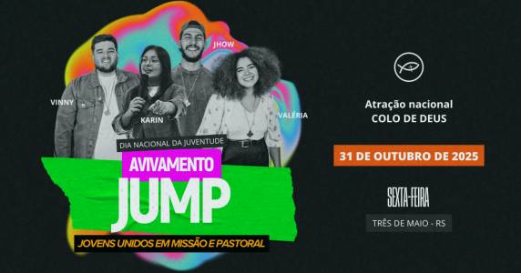 Evento JUMP 2025 reúne juventude católica em Três de Maio para um dia de fé, música e missão com a participação nacional da Comunidade Colo de Deus.
