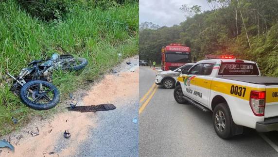 Jovens que estavam na motocicleta morreram no local; casal que ocupava o carro recusou atendimento hospitalar