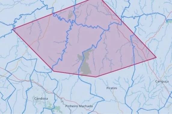 Avisos abrangem áreas próximas aos municípios de Candiota, Piratini, Pinheiro Machado, Canguçu e São Lourenço do Sul
