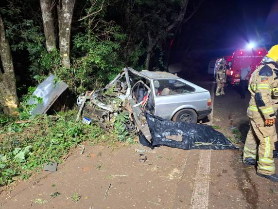 Acidente ocorreu na noite deste domingo (19); vítima colidiu contra árvore após impacto e morreu no local